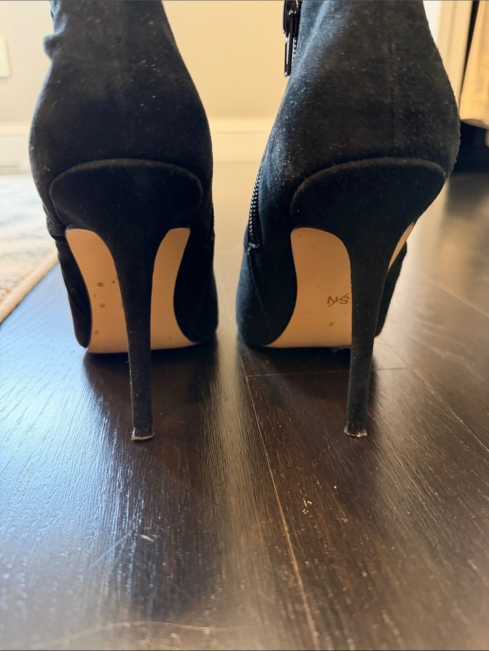 SOMETHING NAVY Black Suede Pointed-Toe Women's Ankle Boots SIZE 4 - Picture 4 of 5